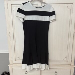 Chic Monochrome Striped Mini Dress
